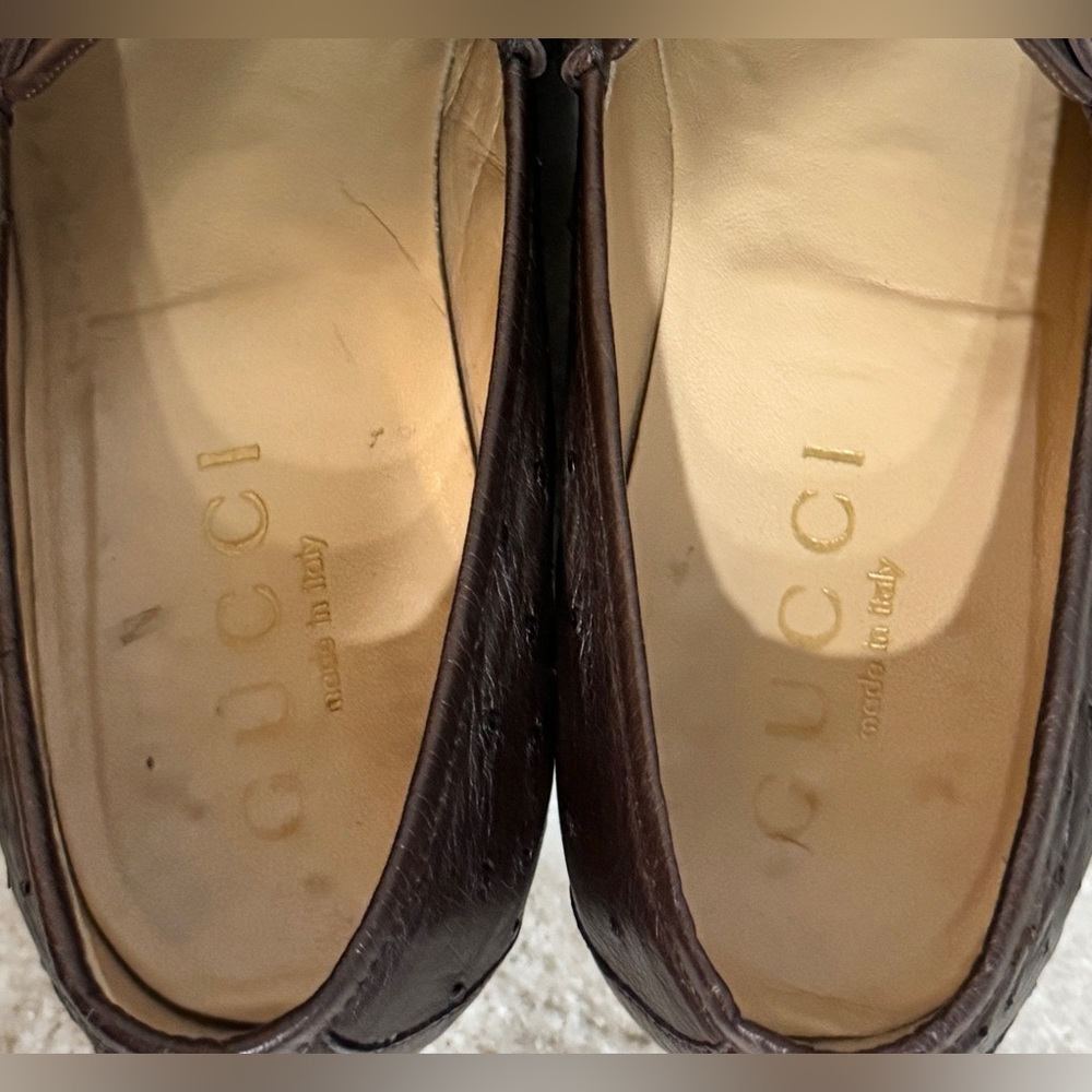 GUCCI CLASSIC HORSEBIT OSTRICH LOAFERS BROWN 1953 sz 10D EXOTIC JORDAAN - Picture 10 of 10
